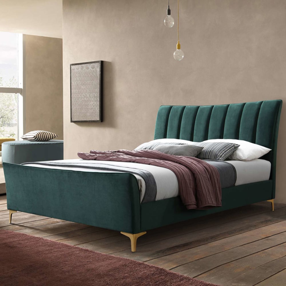 Carteret Fabric Small Double Bed In Green