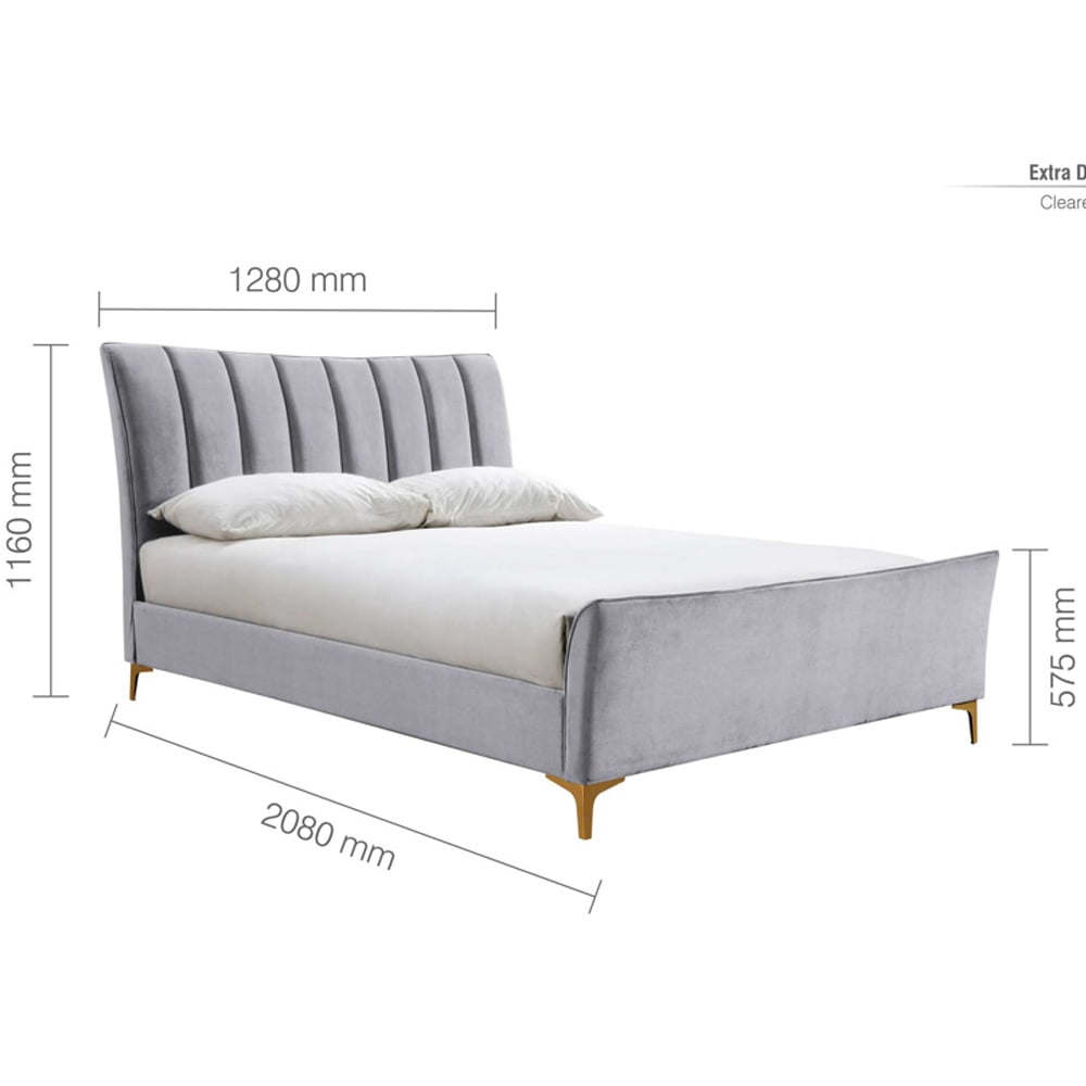 Carteret Fabric Small Double Bed In Grey Velvet