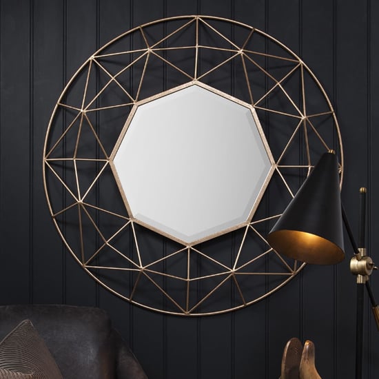 Alexis Round Metallic Wall Mirror In Gold