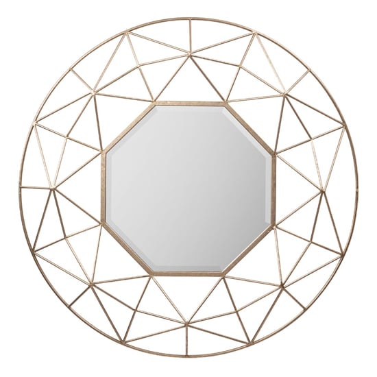 Alexis Round Metallic Wall Mirror In Gold