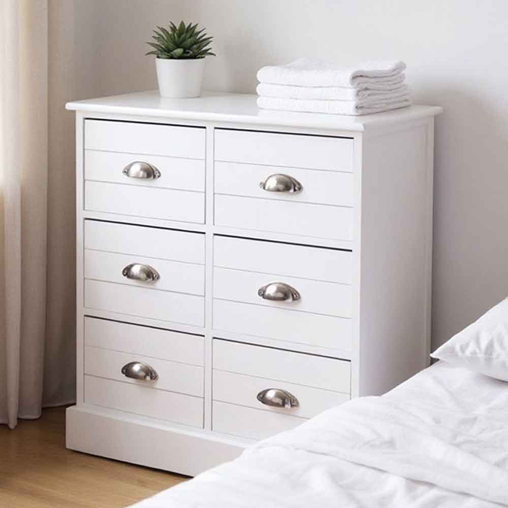 Carthage Wooden Chest Of 6 Drawers In White