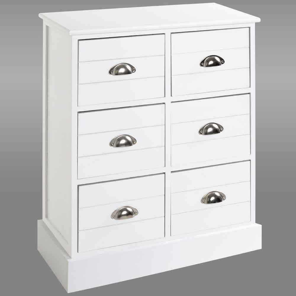 Carthage Wooden Chest Of 6 Drawers In White