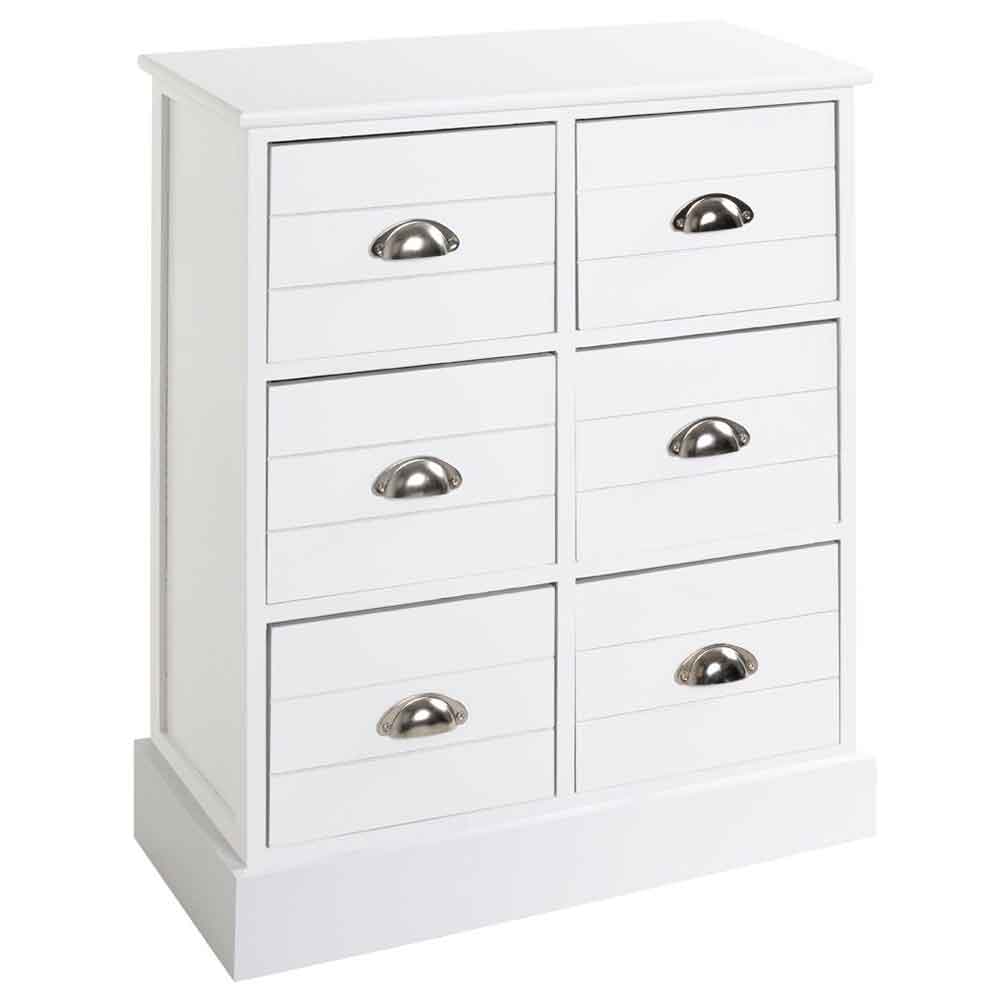 Carthage Wooden Chest Of 6 Drawers In White