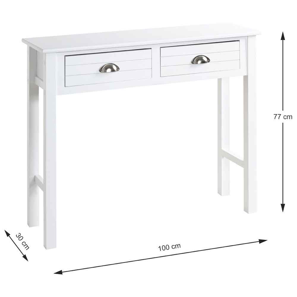 Carthage Wooden Console Table With 2 Drawers In White