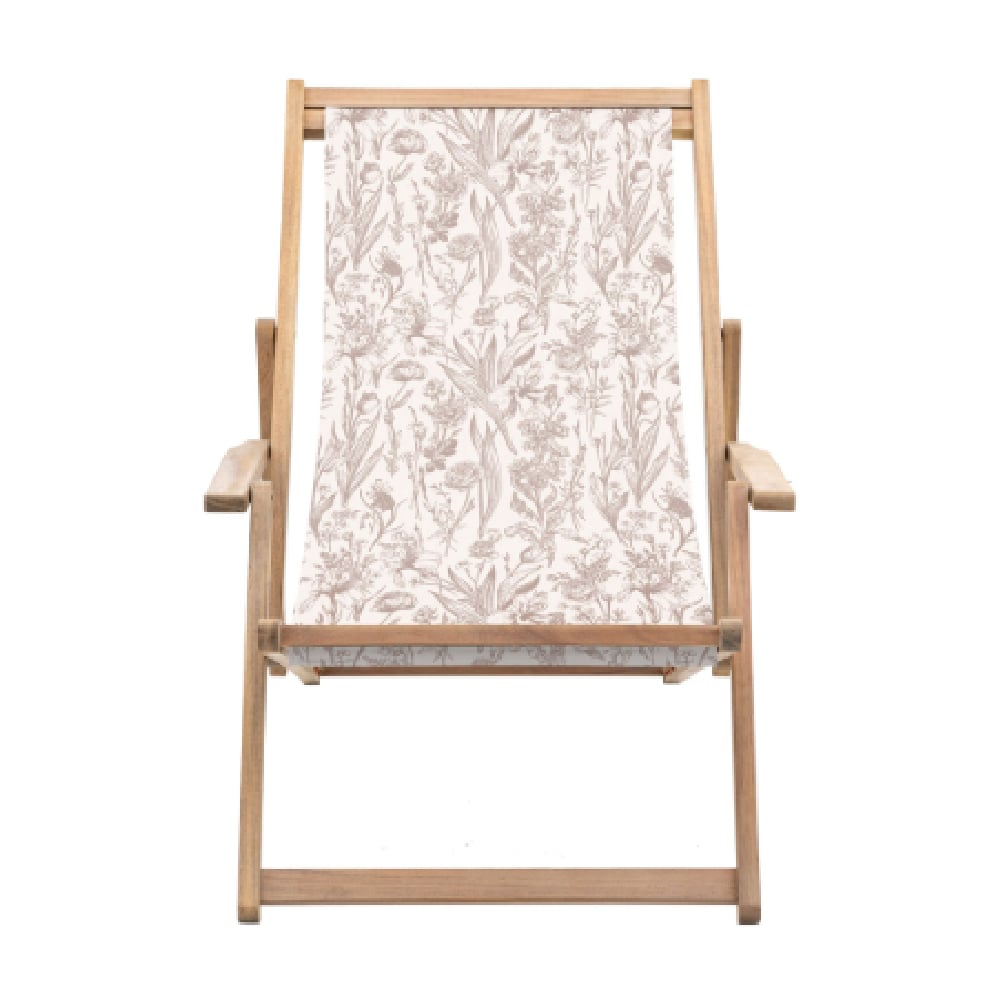Carthage Outdoor Wooden Deck Chair With Flora Design In Clay