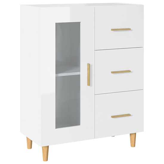 Cartier High Gloss Sideboard With 1 Door 3 Drawers In White_3