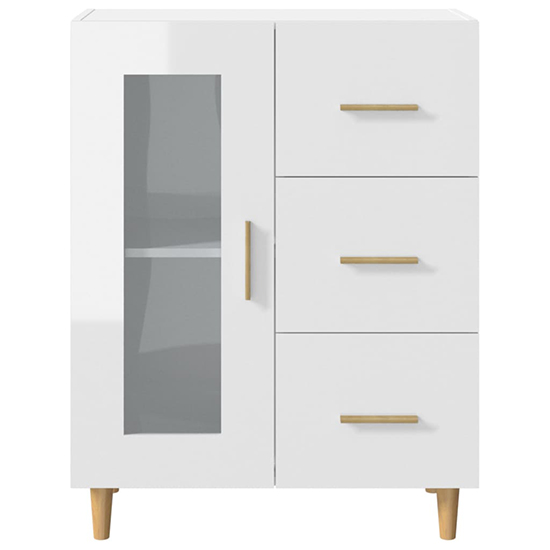 Cartier High Gloss Sideboard With 1 Door 3 Drawers In White_4