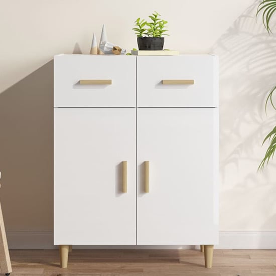 Cartier High Gloss Sideboard With 2 Doors 2 Drawers In White_1
