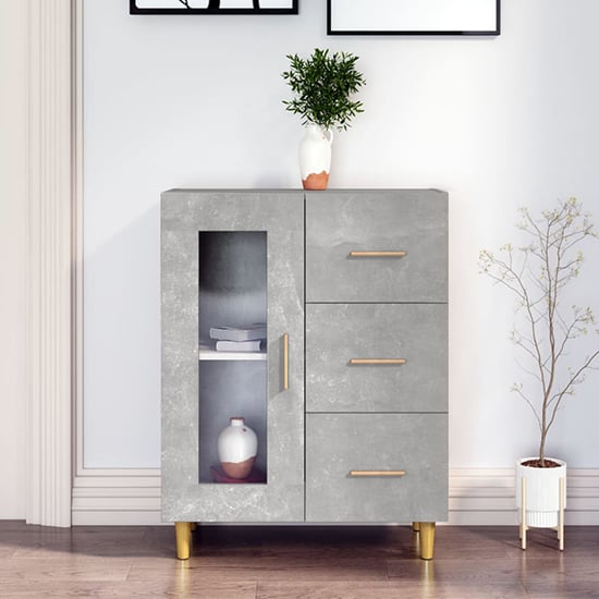 Photo of Cartier sideboard with 1 door 3 drawers in concrete effect