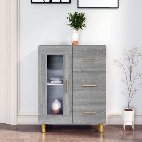 cartier sideboard with 1 door 3 drawers in grey sonoma oak