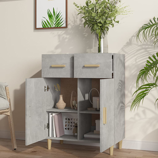 Cartier Sideboard With 2 Doors 2 Drawers In Concrete Effect