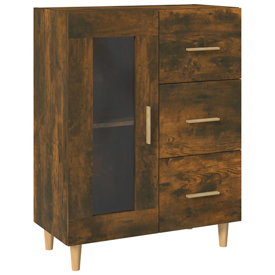 Cartier Wooden Sideboard With 1 Door 3 Drawers In Smoked Oak