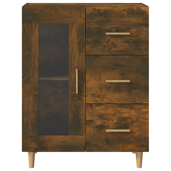 Cartier Wooden Sideboard With 1 Door 3 Drawers In Smoked Oak
