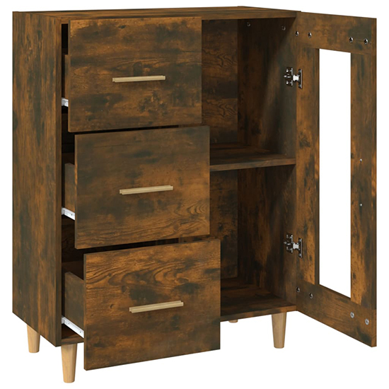Cartier Wooden Sideboard With 1 Door 3 Drawers In Smoked Oak