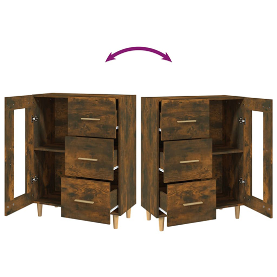 Cartier Wooden Sideboard With 1 Door 3 Drawers In Smoked Oak