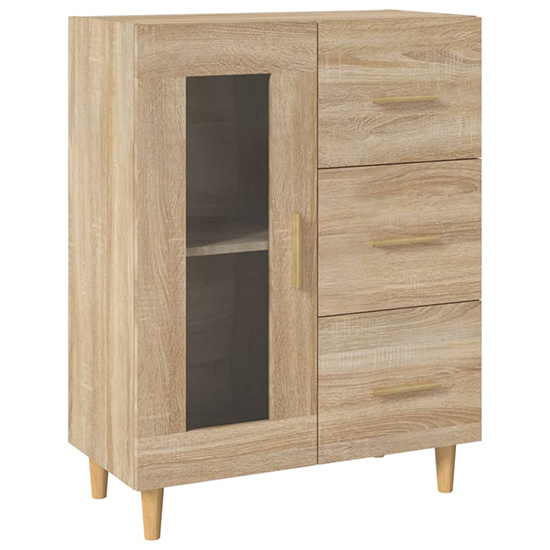 Cartier Wooden Sideboard With 1 Door 3 Drawers In Sonoma Oak