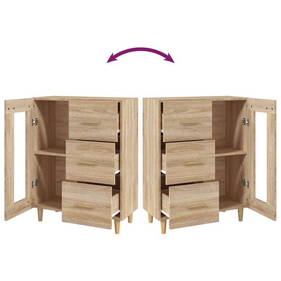 Cartier Wooden Sideboard With 1 Door 3 Drawers In Sonoma Oak