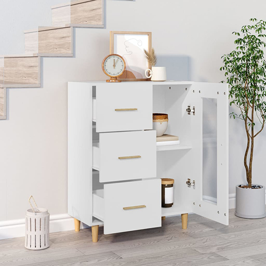 Cartier Wooden Sideboard With 1 Door 3 Drawers In White