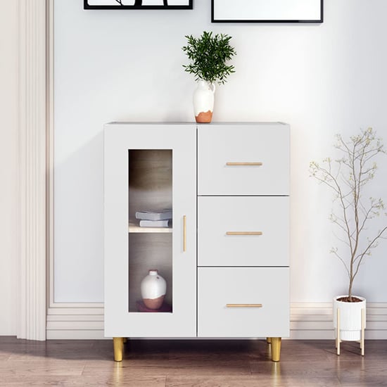 Cartier Wooden Sideboard With 1 Door 3 Drawers In White_1