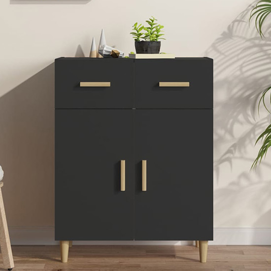 Cartier Wooden Sideboard With 2 Doors 2 Drawers In Black