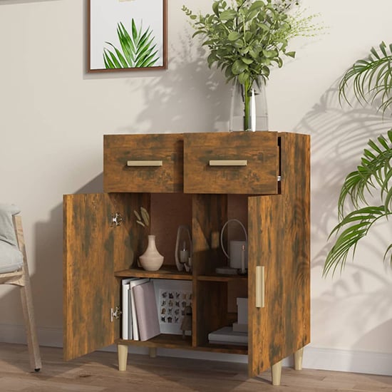 Cartier Wooden Sideboard With 2 Doors 2 Drawers In Smoked Oak_2