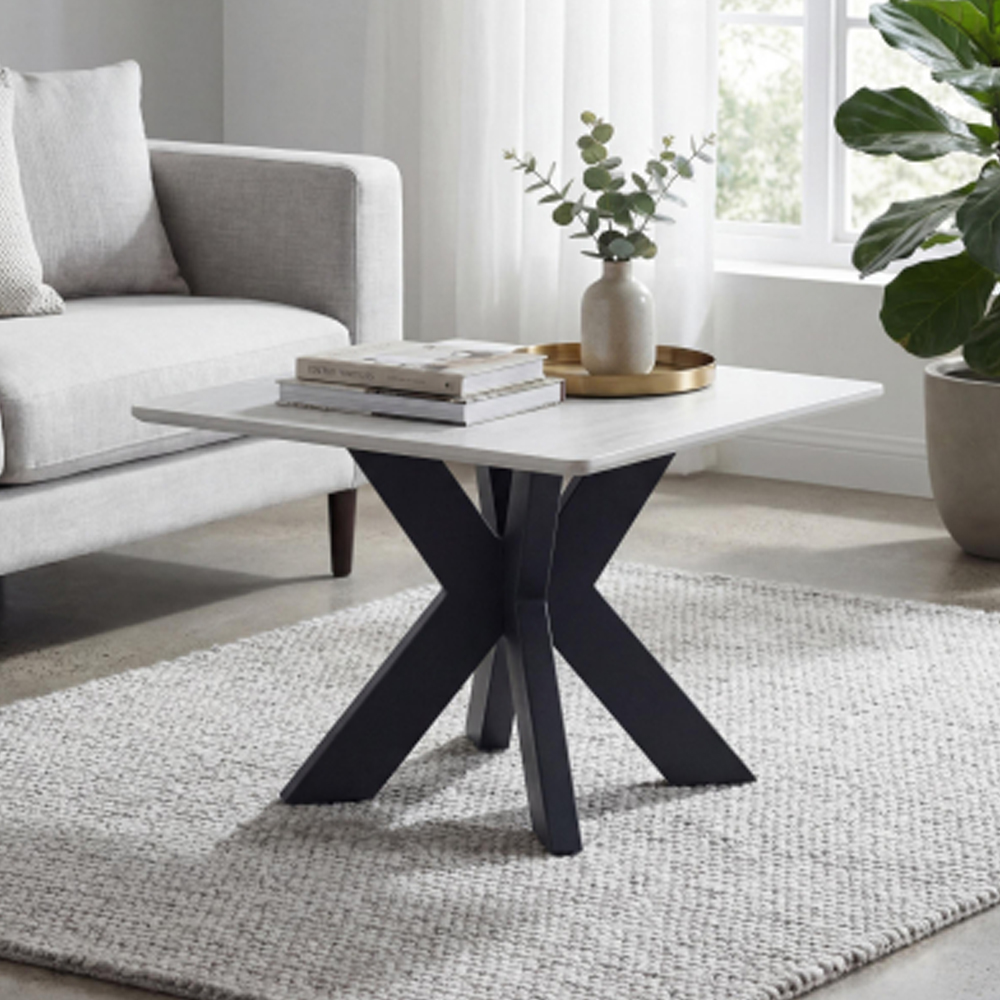 Cartmel Ceramic Top End Table in Ivory