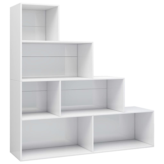 Carus High Gloss Bookcase With 6 Shelves In White_2