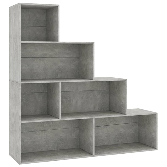 Carus Wooden Bookcase With 6 Shelves In Concrete Effect_2