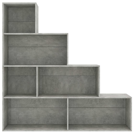 Carus Wooden Bookcase With 6 Shelves In Concrete Effect_3