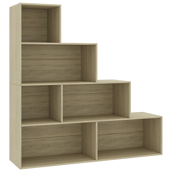 Carus Wooden Bookcase With 6 Shelves In Sonoma Oak_2