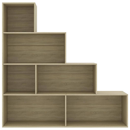 Carus Wooden Bookcase With 6 Shelves In Sonoma Oak