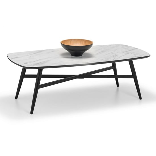 Photo of Caitir rectangular marble coffee table in matt white