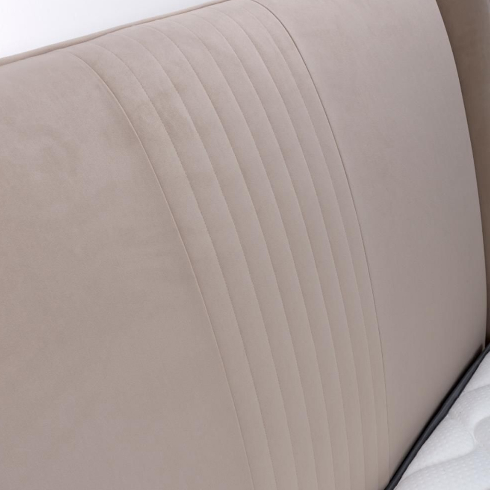 Carvelli Velvet Ottoman Storage King Size Bed In Cream