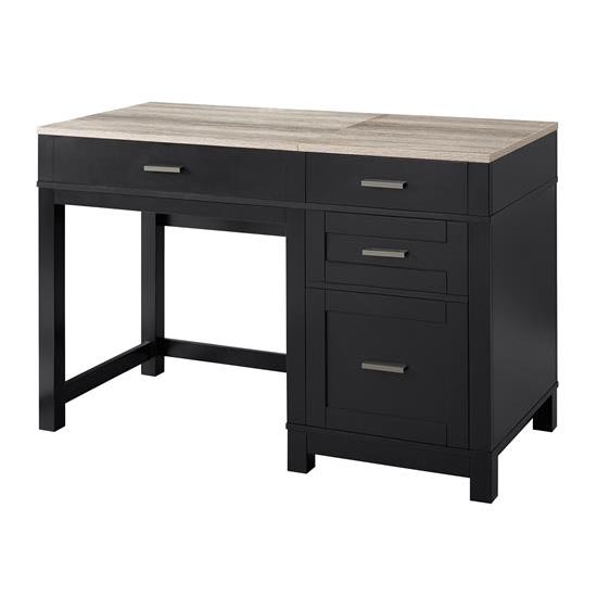 Cameron Wooden Lift Top Laptop Desk In Black And Oak