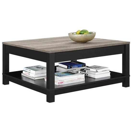Cameron Wooden Coffee Table In Black And Oak