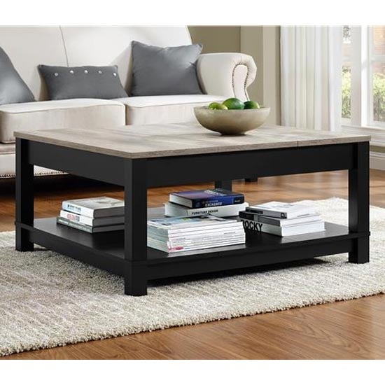 Photo of Carvers wooden coffee table in black and oak