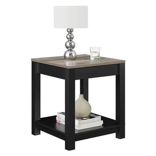 Cameron Wooden Side Table In Black And Oak