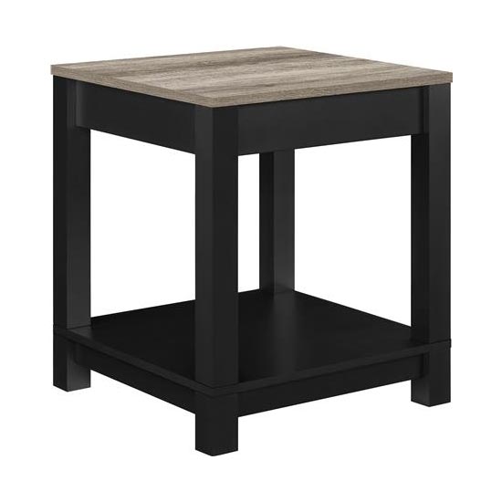 Cameron Wooden Side Table In Black And Oak