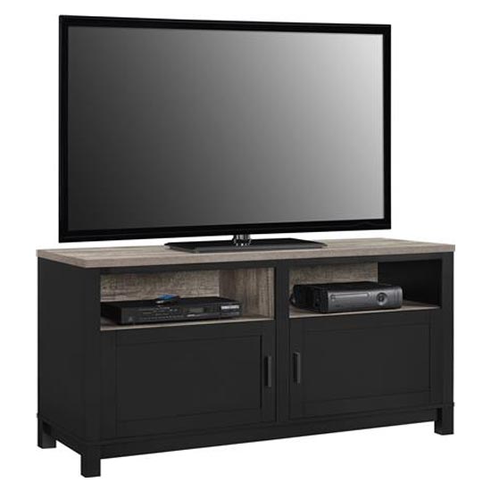 Cameron Wooden TV Stand In Black And Oak
