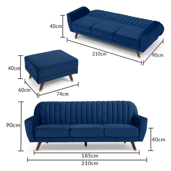 Carwin Velvet Upholstered Sofa Bed In Blue_6