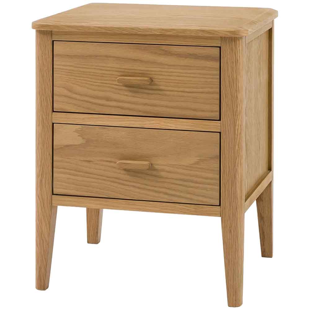 Cary Wooden Bedside Cabinet With 2 Drawers In Natural