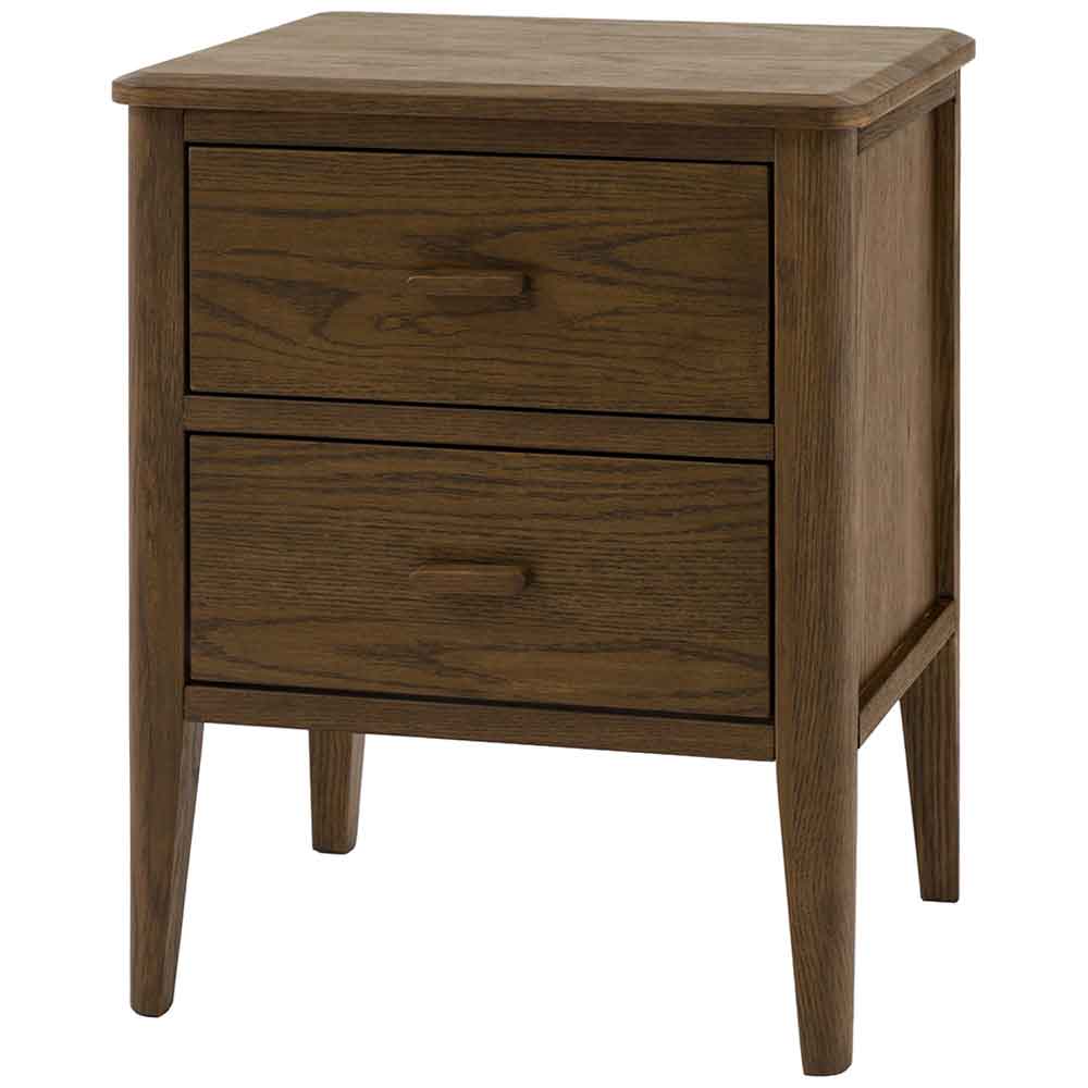 Cary Wooden Bedside Cabinet With 2 Drawers In Walnut
