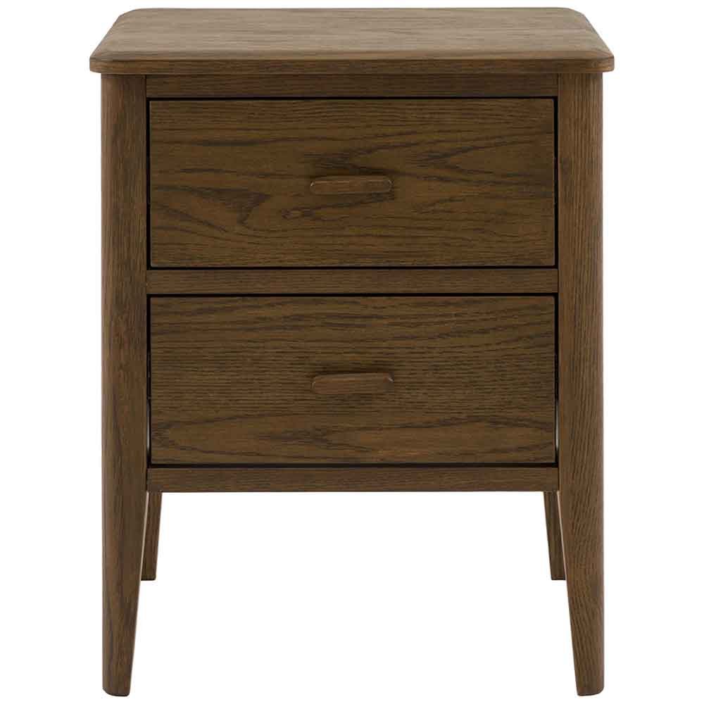 Cary Wooden Bedside Cabinet With 2 Drawers In Walnut