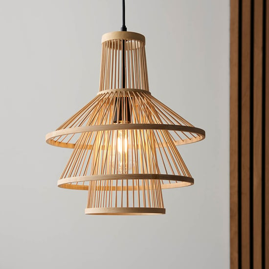 Photo of Cary ceiling pendant light with natural bamboo framework