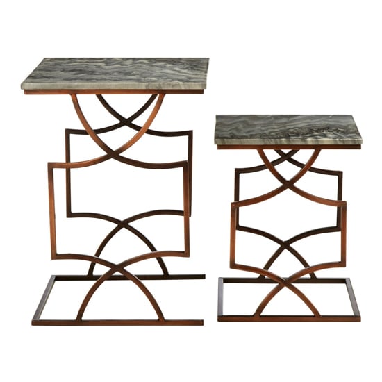 Read more about Casa grey marble set of 2 side tables with bronze metal frame