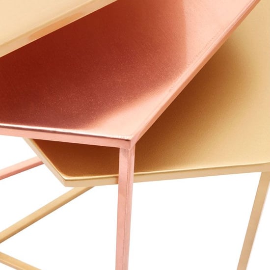 Casa Hexagonal Metal Nest Of 3 Tables In Gold And Bronze