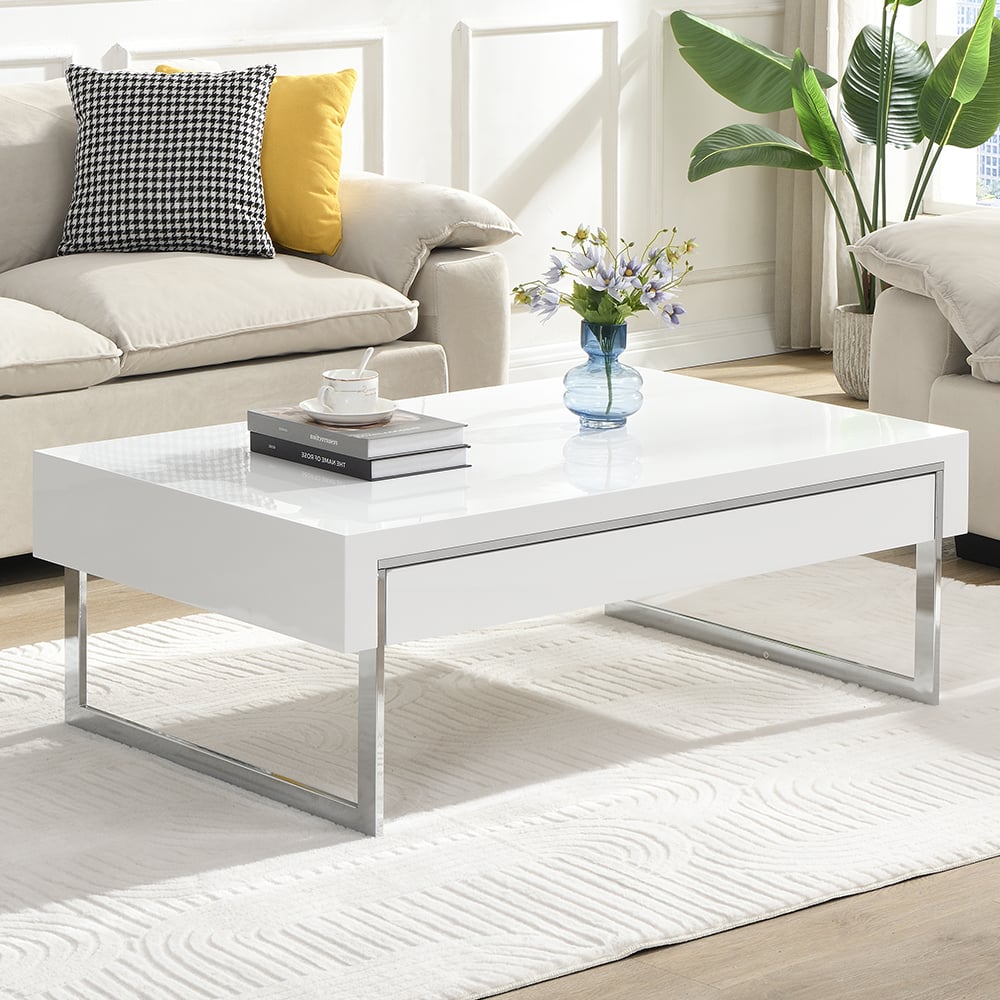 Casa High Gloss Coffee Table With 1 Drawer In White