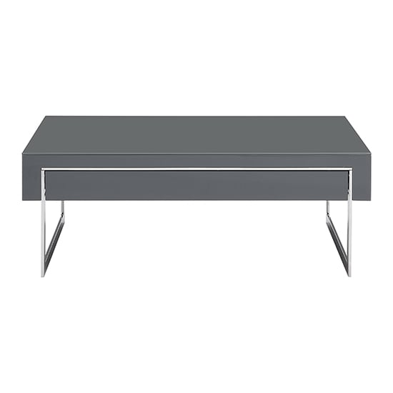 Casa High Gloss Coffee Table With Drawer In Grey And Chrome Legs_5