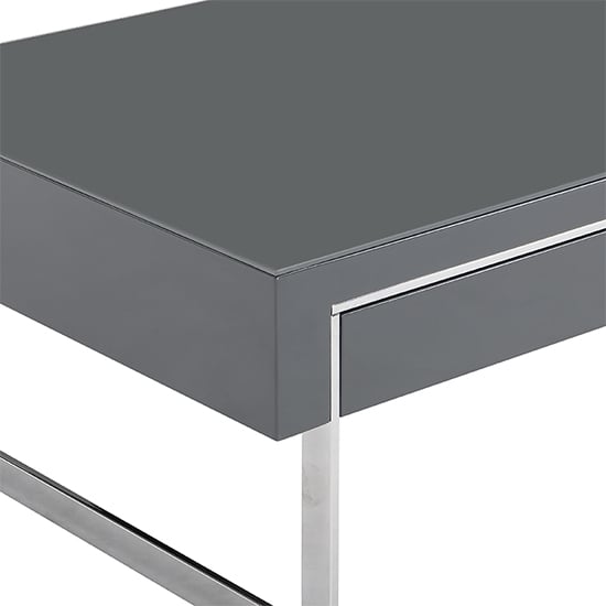 Casa High Gloss Coffee Table With Drawer In Grey And Chrome Legs_8