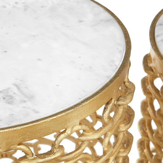 Casa Marble Set Of 3 Side Tables With Gold Aluminum Frame_3